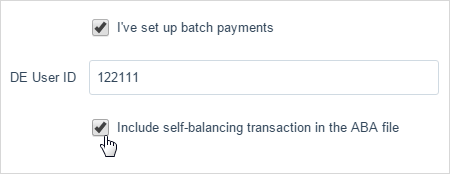 Image showing the fields for setting up batch payments in your bank account.