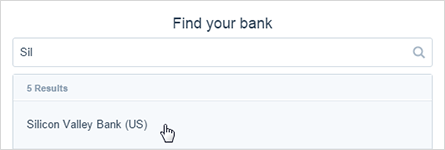Image of the find your bank search box with an identifiable bank name.